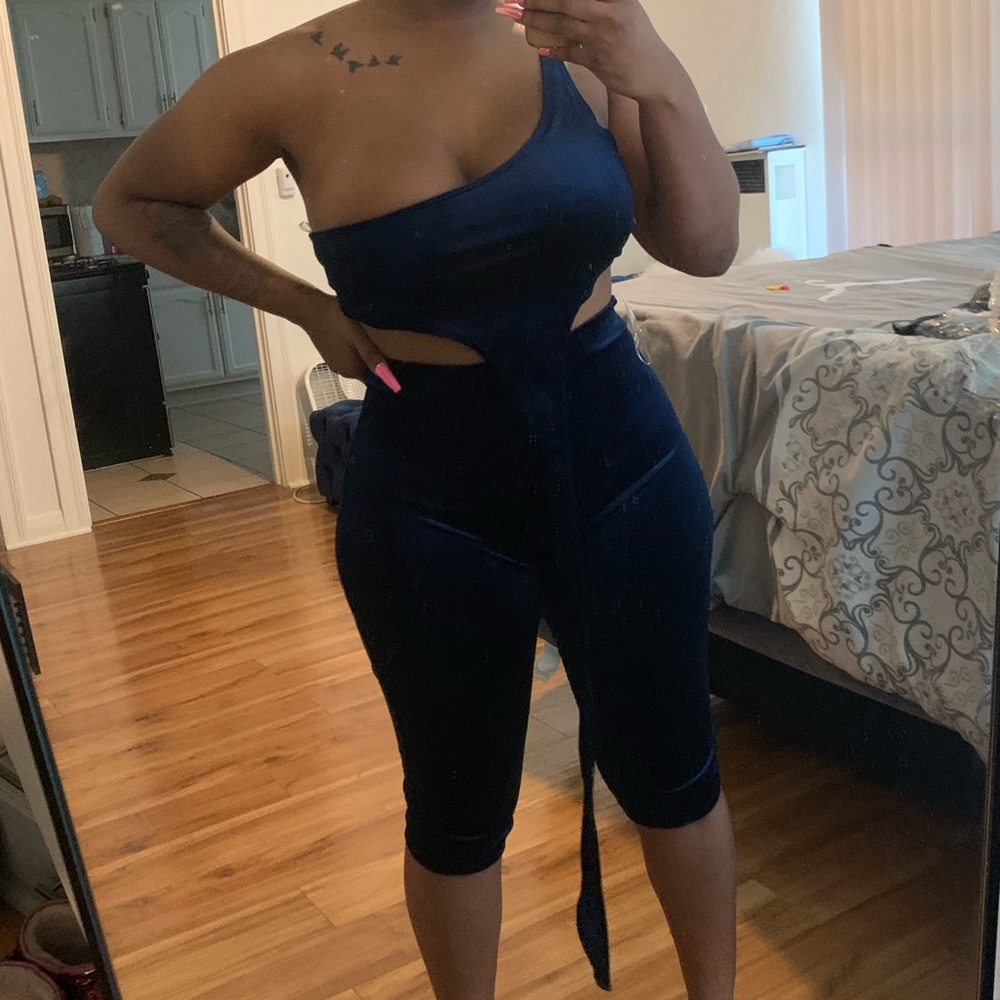 Velvet asymmetrical two piece set